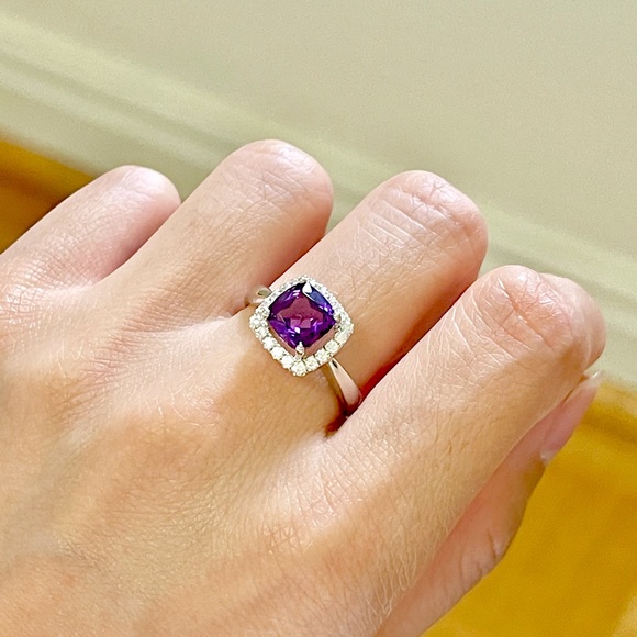 925 Silver Natural Amethyst Jewelry Set - Picture 2 of 3